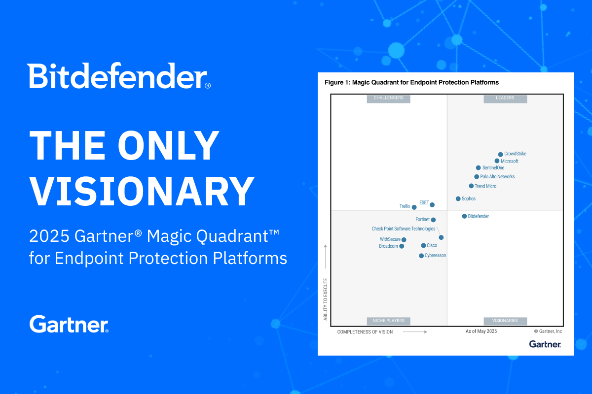 Bitdefender Named the Only Visionary in 2025 Gartner® Magic Quadrant™ for Endpoint Protection Platforms