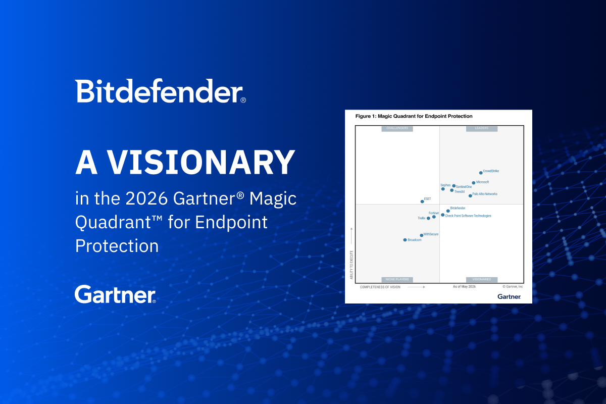 Bitdefender Named a Visionary in the 2026 Gartner® Magic Quadrant™ for Endpoint Protection Bitdefender Named a Visionary in the 2026 Gartner® Magic Quadrant™ for Endpoint Protection